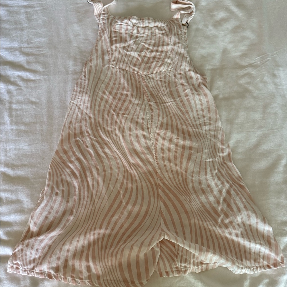 RVCA Pink and White Striped Jumpsuit